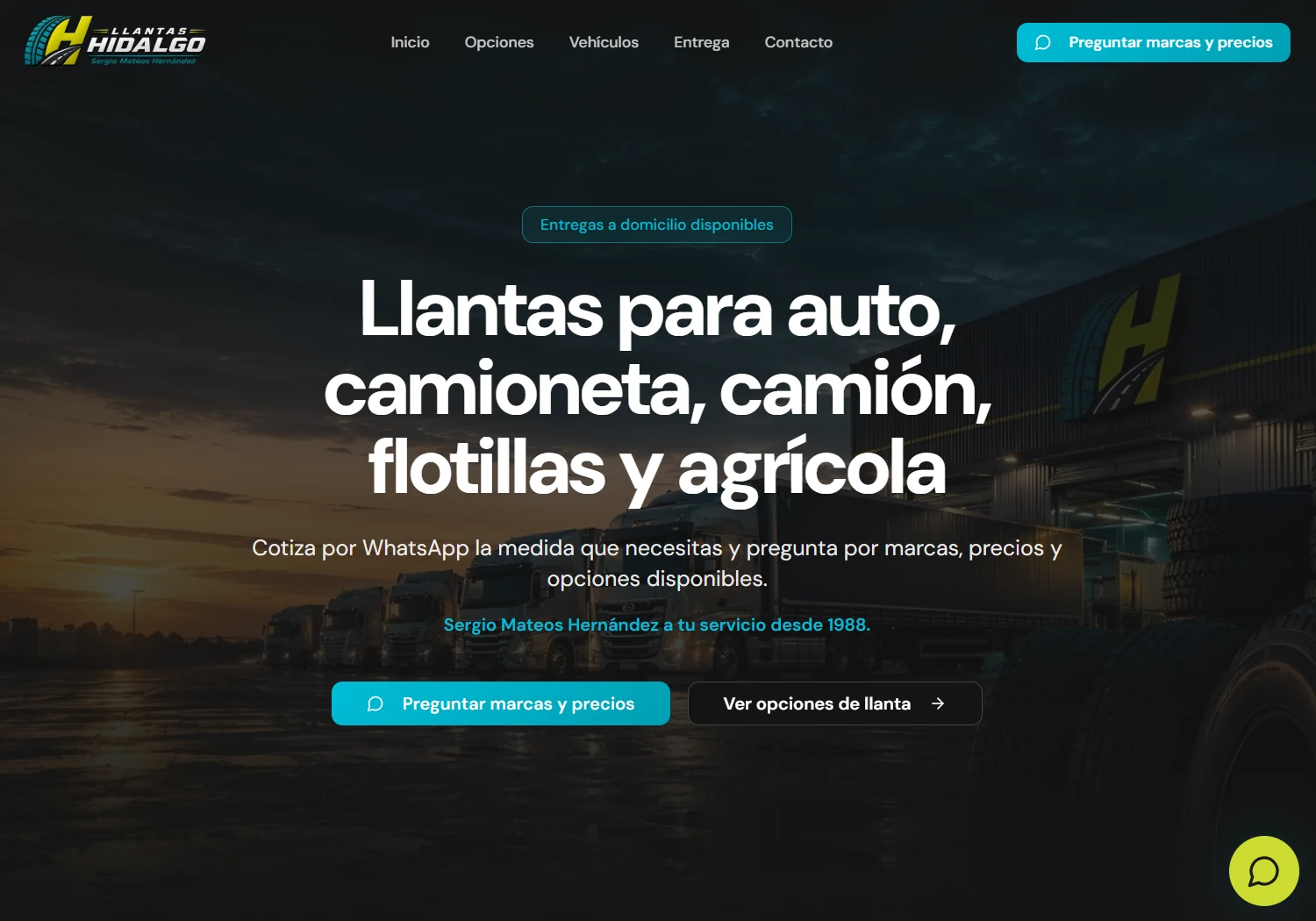 Sitio web de Llantas Hidalgo